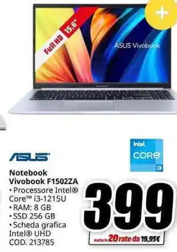 MediaWorld ASUS Notebook Vivobook F1502ZA offerta
