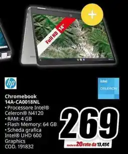 MediaWorld hp Chromebook 14A-CA0018NL offerta