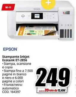 MediaWorld EPSON Stampante Inkjet Ecotank ET-2856 offerta