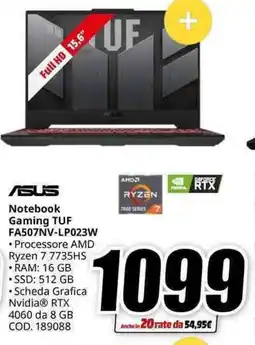 MediaWorld ASUS Notebook Gaming TUF FA507NV-LP023W offerta