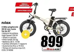 MediaWorld nilox E-Bike pieghevole X8 SE con ruote fat da 20" offerta