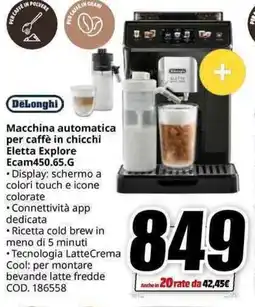 MediaWorld DeLonghi Macchina automatica per caffè in chicchi Eletta Explore Ecam450.65.G offerta