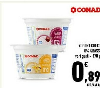 Conad Conad - yogurt greco autentico pesca 0% grassi 170 g(ml) offerta