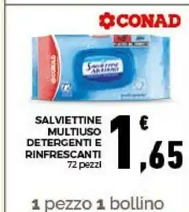 Conad Salviettine multiuso detergenti rinfrescanti offerta