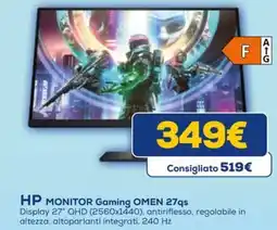 Euronics HP MONITOR Gaming OMEN 27qs offerta