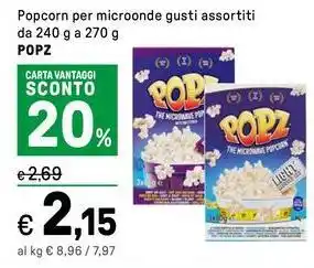 Iper La Grande Popcorn per microonde gusti assortiti POPZ offerta