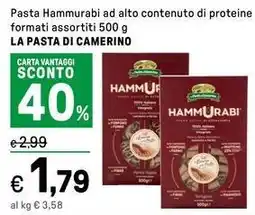 Iper La Grande Pasta Hammurabi ad alto contenuto di proteine formati assortiti 500 g LA PASTA DI CAMERINO offerta