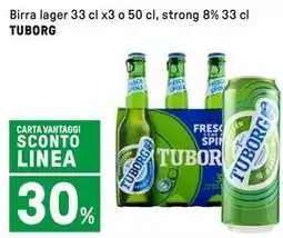 Iper La Grande Birra lager 33 cl x3 o 50 cl, strong 8% 33 cl TUBORG offerta