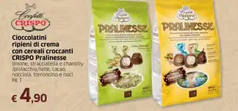 Famila Crispo Pralinesse Cioccolatini ripieni di crema con cereali croccanti 1kg offerta