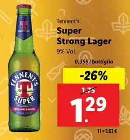 Lidl Tennent's Super Strong Lager 9% Vol. offerta