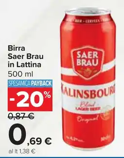 Carrefour Market Birra Saer Brau in Lattina 500 ml offerta