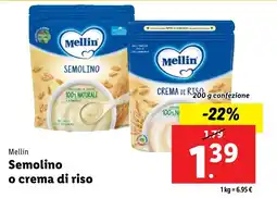 Lidl Mellin Semolino o crema di riso 200 g confezione offerta