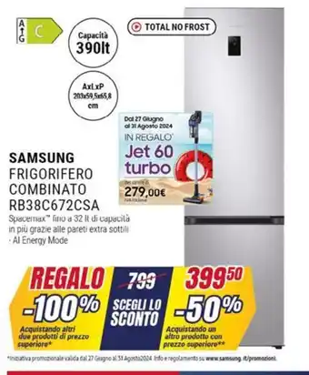 Trony SAMSUNG FRIGORIFERO COMBINATO RB38C672CSA offerta