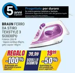 Trony BRAUN FERRO DA STIRO TEXSTYLE 3 SI3030PU offerta