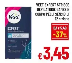 A&O VEET EXPERT STRISCE DEPILATORIE GAMBE E CORPO PELLI SENSIBILI 12 strisce offerta
