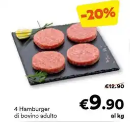 Unes 4 Hamburger di bovino adulto offerta