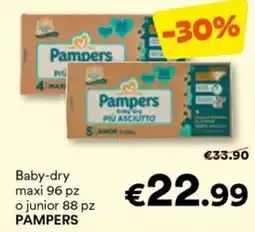 Unes Baby-dry maxi 96 pz o junior 88 pz PAMPERS offerta