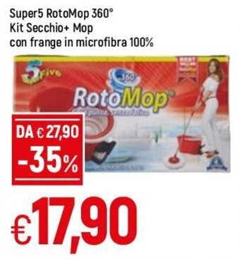 Famila Super5 RotoMop 360° Kit Secchio + Mop con frange in microfibra 100% offerta