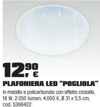 OBI Plafoniera led “pogliola” offerta