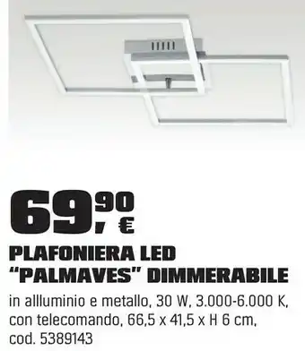 OBI Plafoniera led “palmaves” dimmerabile offerta