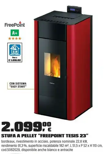 OBI Stufa a pellet “freepoint tesis 23” offerta