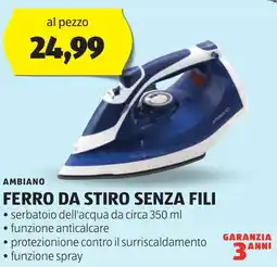 ALDI AMBIANO FERRO DA STIRO SENZA FILI offerta