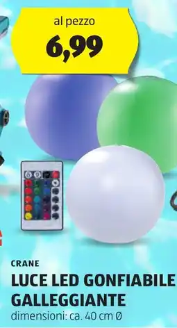 ALDI CRANE LUCE LED GONFIABILE GALLEGGIANTE offerta