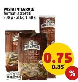PENNY PASTA INTEGRALE formati assortiti 500 g offerta