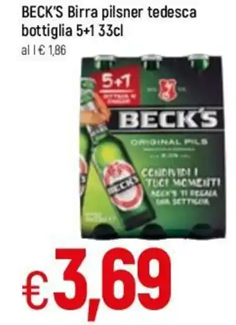 Famila Beck's Birra Pilsner Tedesca Bottiglia 5+1 33cl offerta
