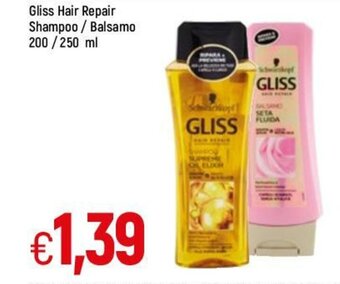 Famila Gliss Hair Repair Shampoo / Balsamo 200/250ml offerta