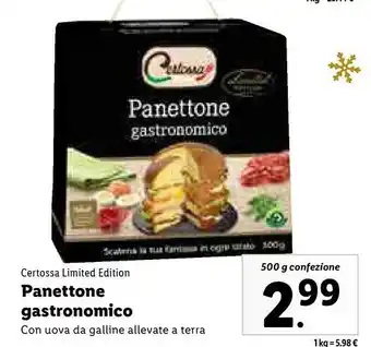 Lidl Limited edition panettone gastronomico con uova da galline allevate a terra offerta