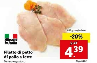 Lidl Filetto di petto di pollo a fette offerta