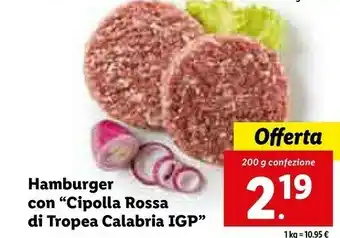 Lidl Hamburger con cipolla rossa di tropea calabri offerta