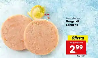Lidl Cuochi e pescatori burger di salmone 200 g offerta