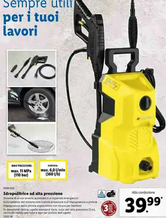 Lidl Parkside idropulitrice ad altra pressione offerta