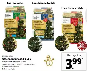 Lidl Catena luminosa 50 led offerta