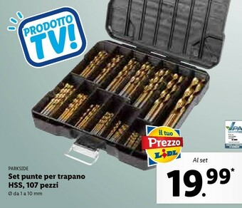 Lidl Parkside set punte per trapano hss, 107 pezzi offerta