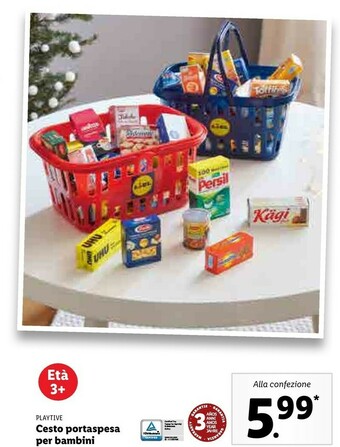 Lidl Playtive cesto portaspesa per bambini offerta