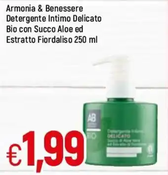 Famila Armonia & Benessere Detergente Intimo Delicato Bio con Succo Aloe ed Estratto Fiordaliso 250ml offerta