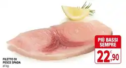 Iperal FILETTO DI PESCE SPADA al kg offerta