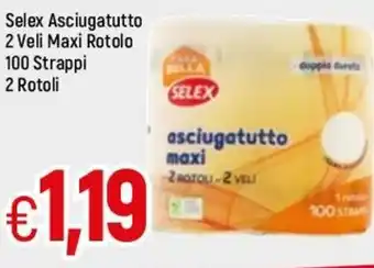 Famila Selex Asciugatutto 2 Veli Maxi Rotolo 100 Strappi 2 Rotoli offerta