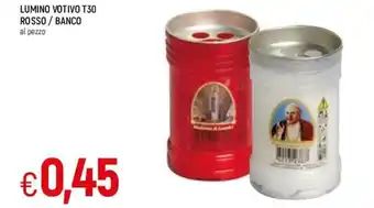 Lumino Votivo T30 Rosso / Banco