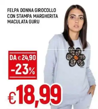 Famila Felpa Donna Girocollo Con Stampa Margherita Maculata Guru offerta