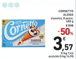 Spazio Conad CORNETTO ALGIDA classico, 8 pezzi, 480 g offerta