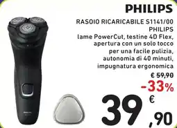 Spazio Conad RASOIO RICARICABILE S1141/00 PHILIPS offerta