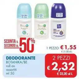 MD Discount DEODORANTE BOTANIKA/BE roll on assortiti ml 50 offerta