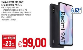 Famila Xiaomi Redmi 9AT Gray Smartphone 4G/LTE offerta
