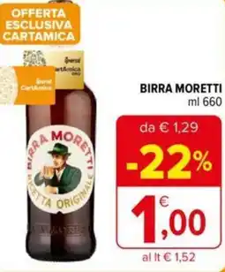 Iperal BIRRA MORETTI ml 660 offerta