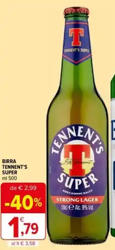 Iperal BIRRA TENNENT'S SUPER ml 500 offerta