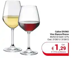 Centro Cash Calice DIVINO Vino Bianco/Rosso 44/53 CI Conf. 6 Pz offerta